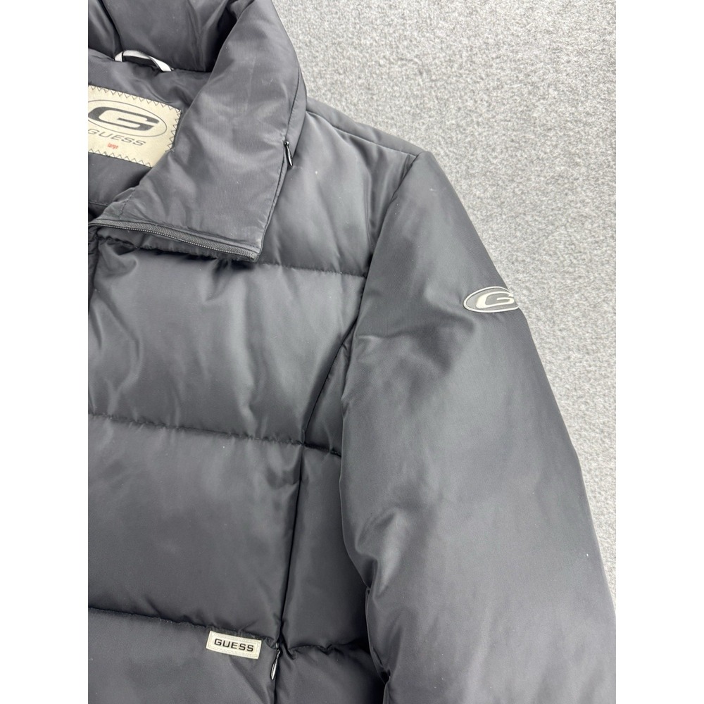 Guess Jacket Womens Size Large Black Quilted Puffer Down Coat Hidden Hoodie Ski‎ - Picture 4 of 16